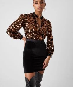 French Connection Sale Ashiaz Sequin Velvet Mini Dress
