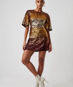 French Connection Estari Sequin Cut-Out Mini Dress