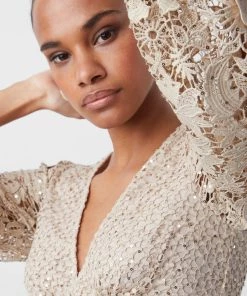 French Connection Caballo Sequin V Neck Dress Trending