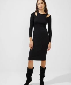 French Connection Safi Ribbed Jersey Midi Dress