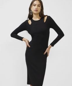 French Connection Safi Ribbed Jersey Midi Dress