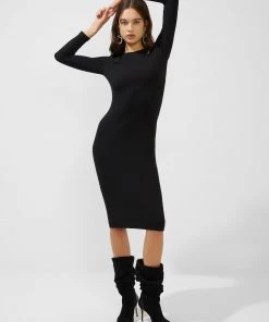 French Connection Safi Ribbed Jersey Midi Dress