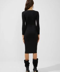 French Connection Safi Ribbed Jersey Midi Dress