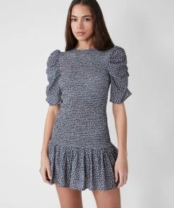 French Connection Elao Draped Smocked Mini Dress