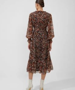 French Connection Alita Print Pleated V-Neck Dress Sale