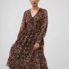 French Connection Alita Print Pleated V-Neck Dress Sale