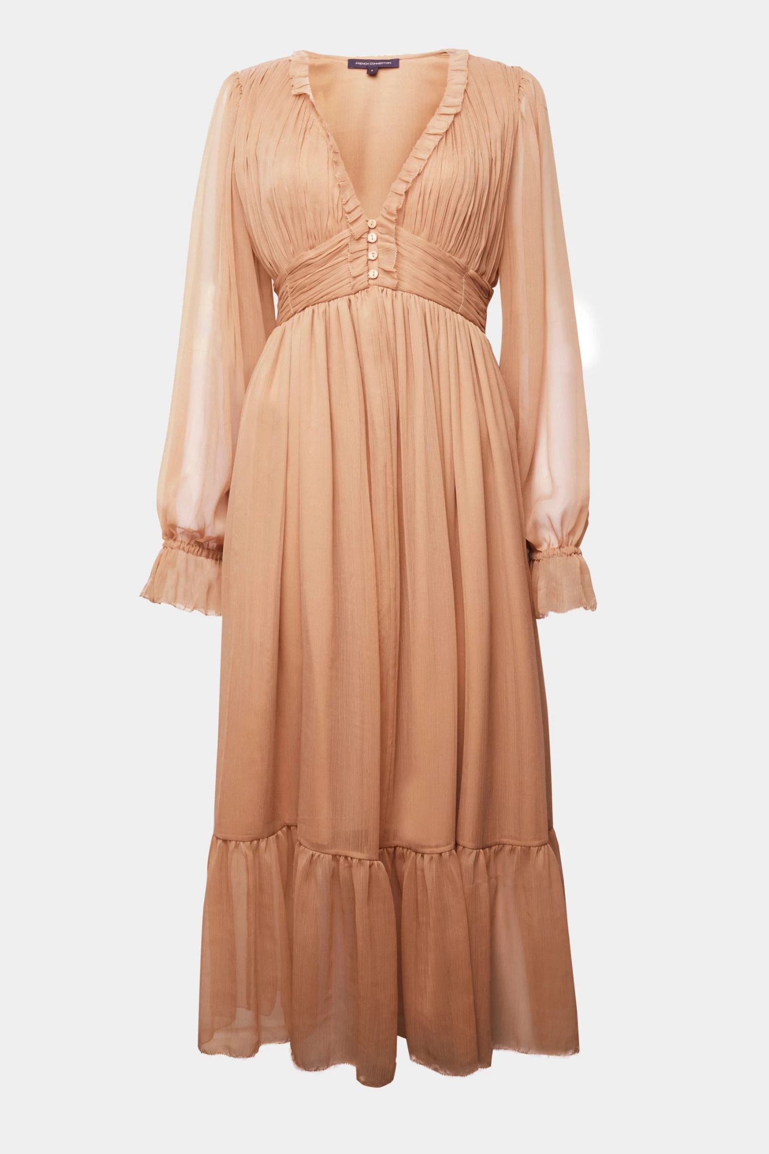 French Connection Alita Pleated Recycled V-Neck Midi Dress 10 French Connection Alita Pleated Recycled V-Neck Midi Dress