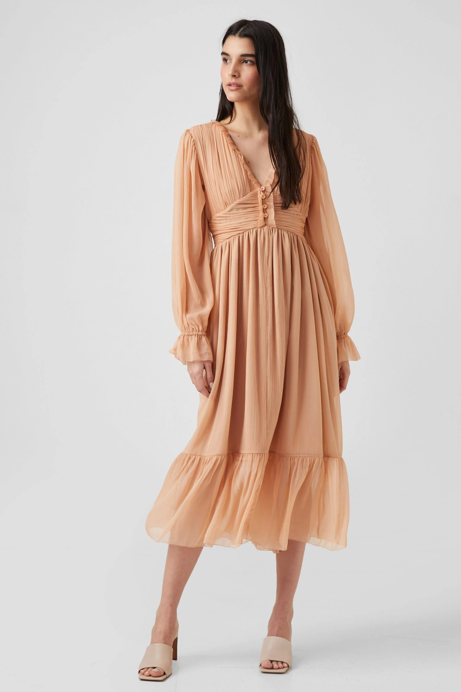 French Connection Alita Pleated Recycled V-Neck Midi Dress 5 French Connection Alita Pleated Recycled V-Neck Midi Dress