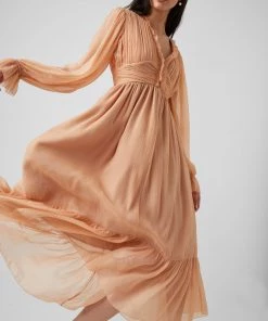 French Connection Alita Pleated Recycled V-Neck Midi Dress