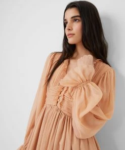 French Connection Alita Pleated Recycled V-Neck Midi Dress 16 French Connection Alita Pleated Recycled V-Neck Midi Dress