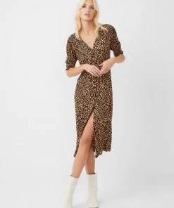 French Connection Leopard Meadow Jersey V-Neck Dress