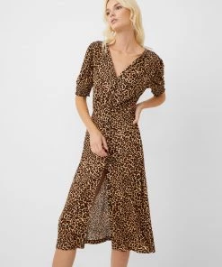 French Connection Leopard Meadow Jersey V-Neck Dress