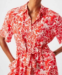 French Connection Fayola Mono Drape Shirt Dress