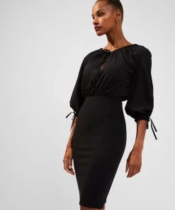 French Connection Dresses Courtney Crepe Mix Fitted Mini Dress