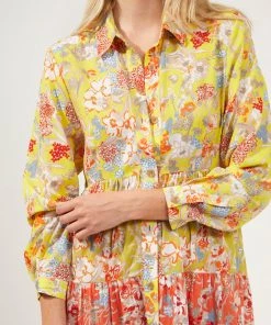 French Connection Blossom Tiered Button-Front Midi Dress Sale