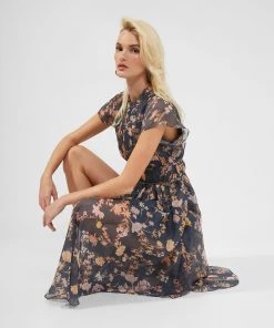 French Connection Diana Recycled Crinkle Flowing Dress