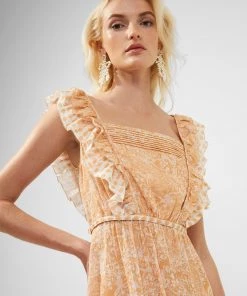 French Connection Adena Square-Neck Lurex Mini Dress