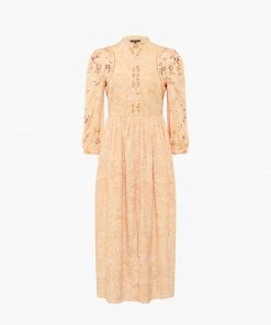 French Connection Adena Embroidered Front-Split Dress Sale