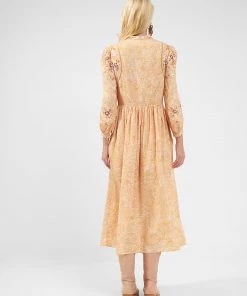 French Connection Adena Embroidered Front-Split Dress Sale