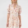French Connection Diana Print Puff-Sleeve Dress New In