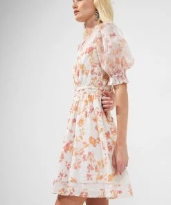 French Connection Diana Print Puff-Sleeve Dress New In 11 French Connection Diana Print Puff-Sleeve Dress New In