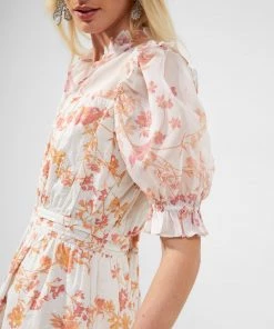 French Connection Diana Print Puff-Sleeve Dress New In