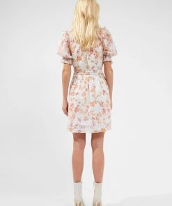 French Connection Diana Print Puff-Sleeve Dress New In 12 French Connection Diana Print Puff-Sleeve Dress New In