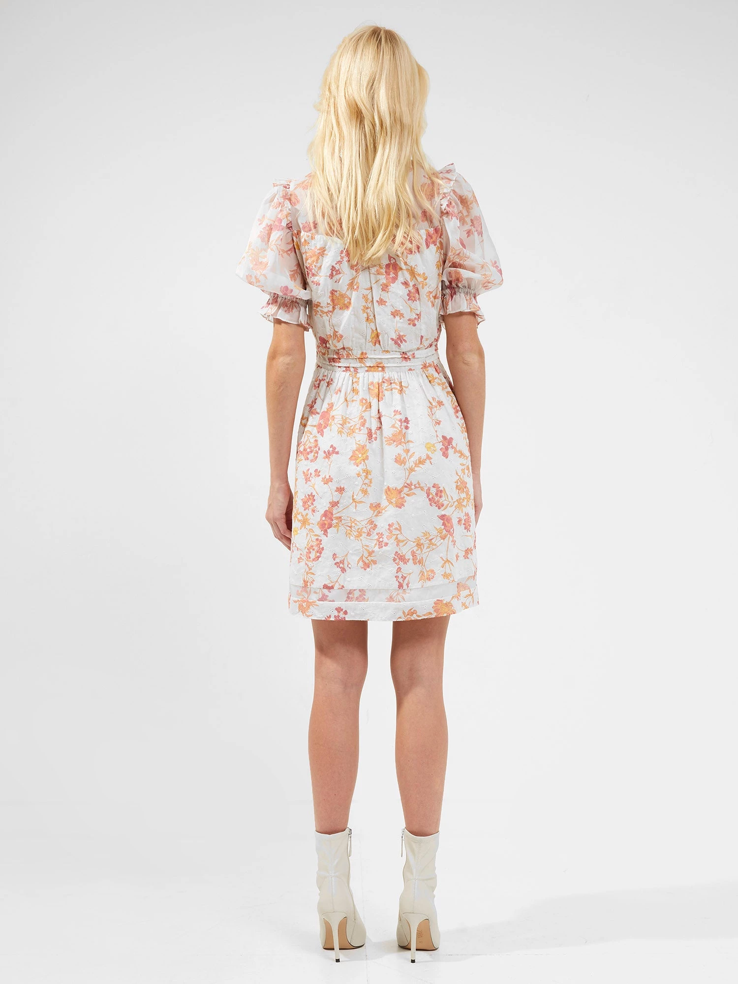 French Connection Diana Print Puff-Sleeve Dress New In 7 French Connection Diana Print Puff-Sleeve Dress New In