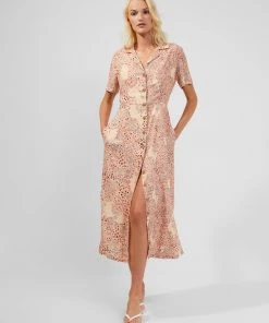 French Connection Demetra Drape Button-Front Dress Dresses