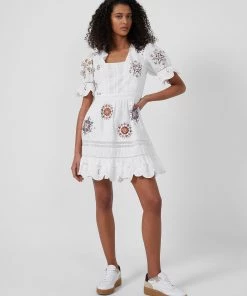 French Connection New In Biton Embroidered Cotton Mini Dress 10 French Connection New In Biton Embroidered Cotton Mini Dress