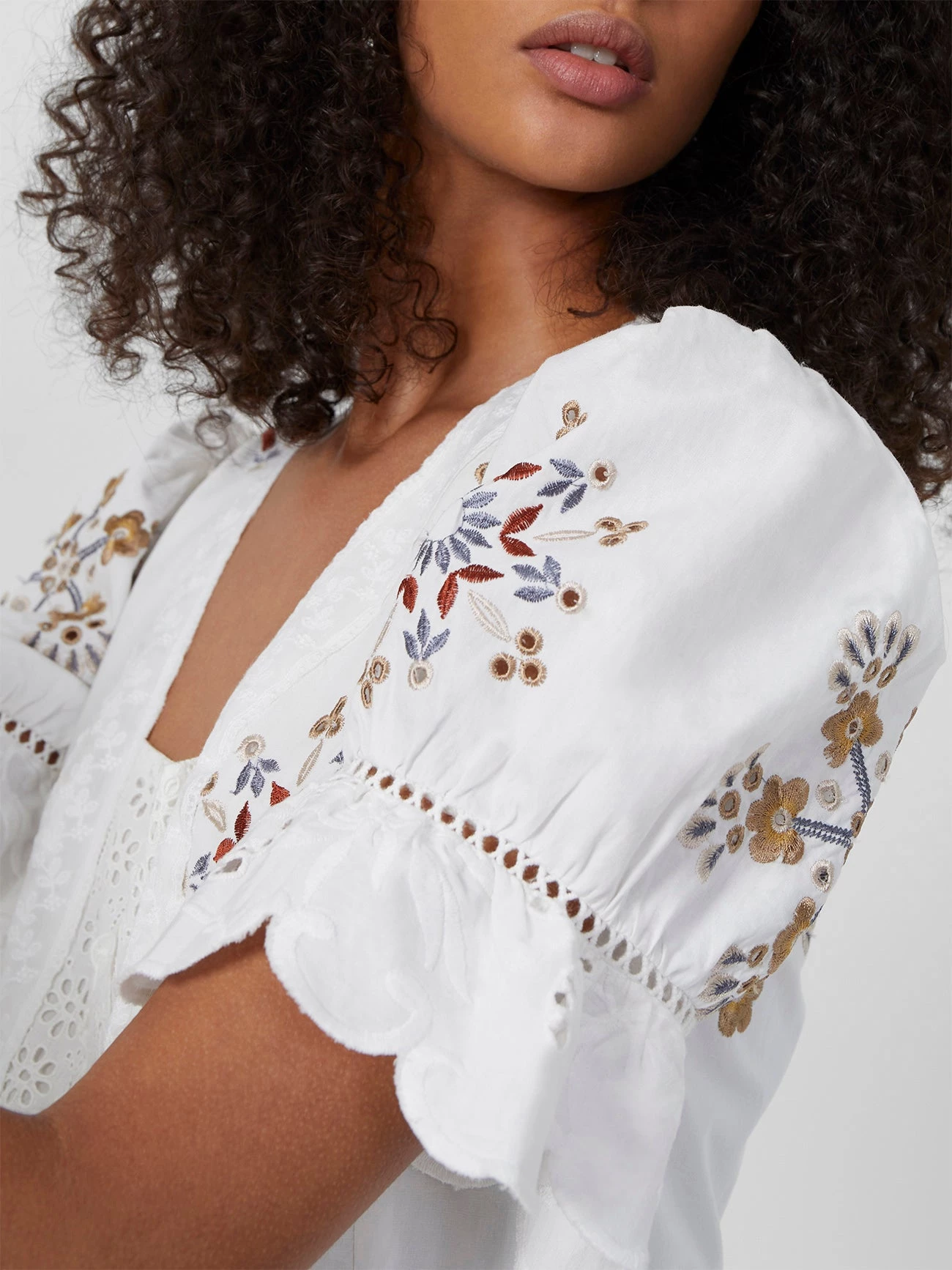 French Connection New In Biton Embroidered Cotton Mini Dress 6 French Connection New In Biton Embroidered Cotton Mini Dress