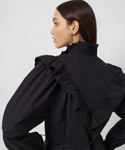 French Connection Organic Poplin Smock-Neck Dress New In 9 French Connection Organic Poplin Smock-Neck Dress New In