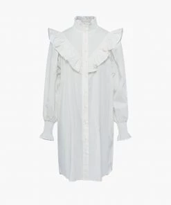 French Connection Organic Poplin Smock-Neck Dress New In