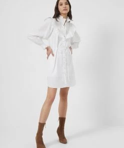 French Connection Organic Poplin Smock-Neck Dress New In