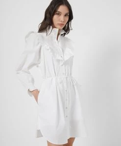 French Connection Organic Poplin Smock-Neck Dress New In