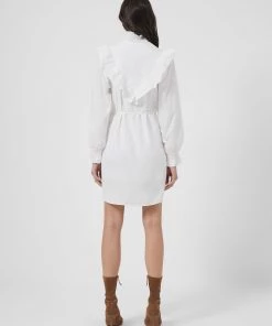 French Connection Organic Poplin Smock-Neck Dress New In