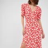 French Connection Aimee Verona Drape Front Split Midi Dress New In