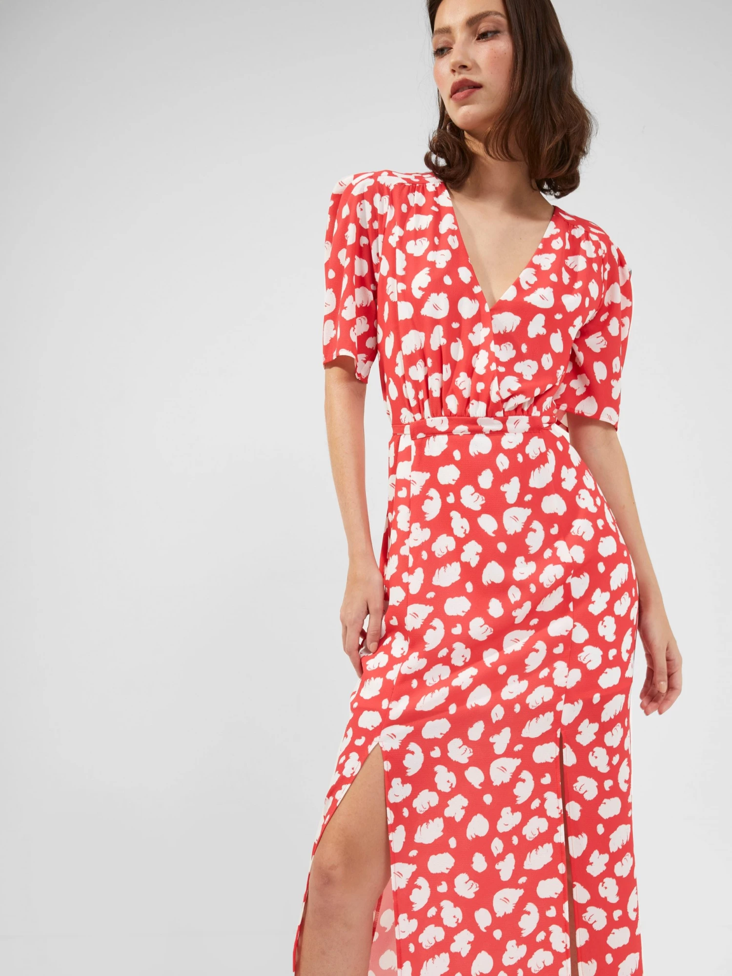 French Connection Aimee Verona Drape Front Split Midi Dress New In 3 French Connection Aimee Verona Drape Front Split Midi Dress New In