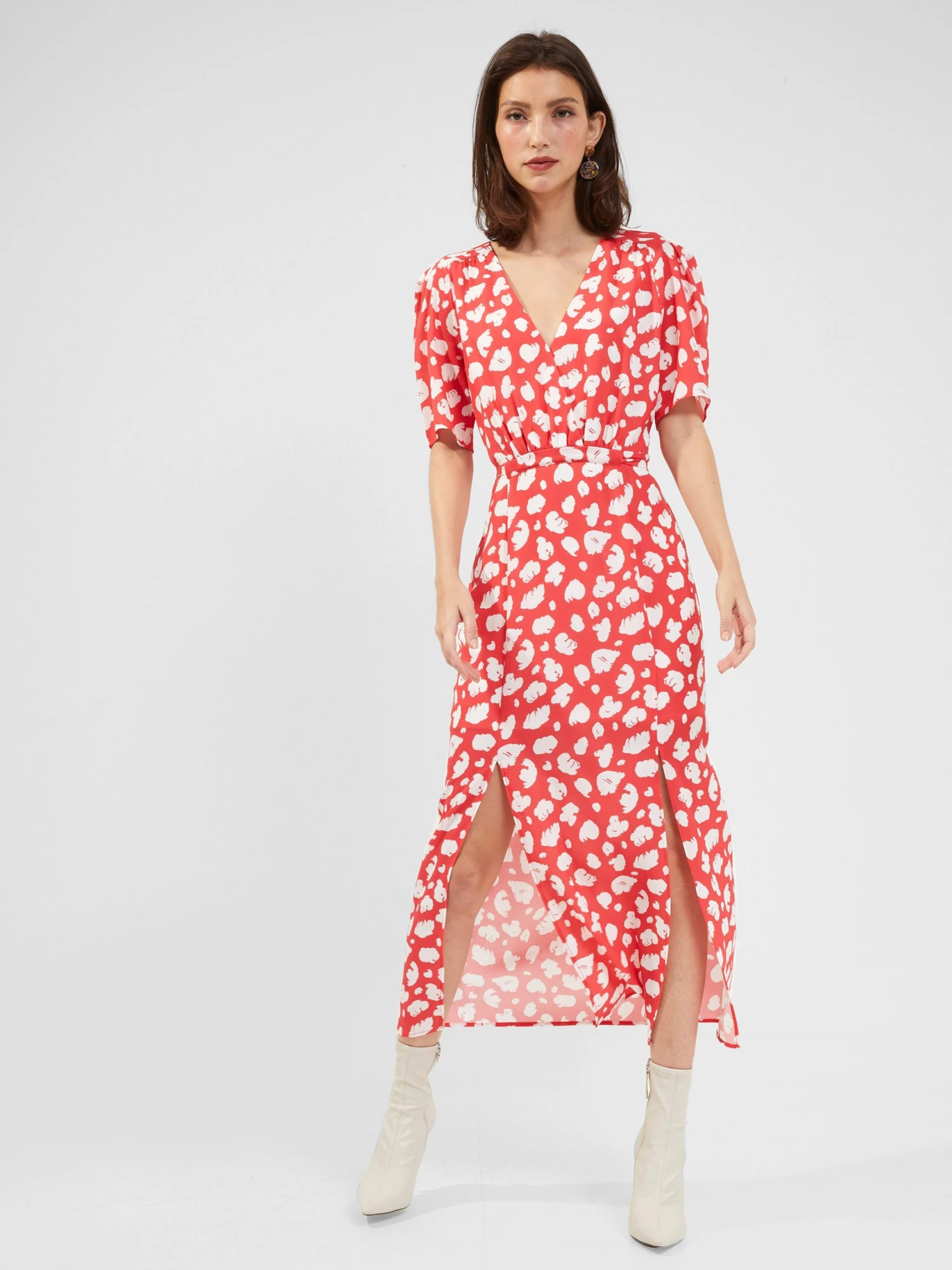 French Connection Aimee Verona Drape Front Split Midi Dress New In 4 French Connection Aimee Verona Drape Front Split Midi Dress New In