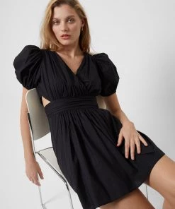 French Connection New In Rhodes Poplin V-Neck Mini Dress
