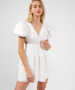 French Connection Rhodes Poplin V-Neck Mini Dress