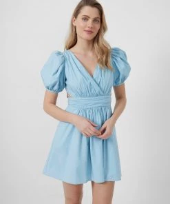 French Connection New In Rhodes Poplin V-Neck Mini Dress