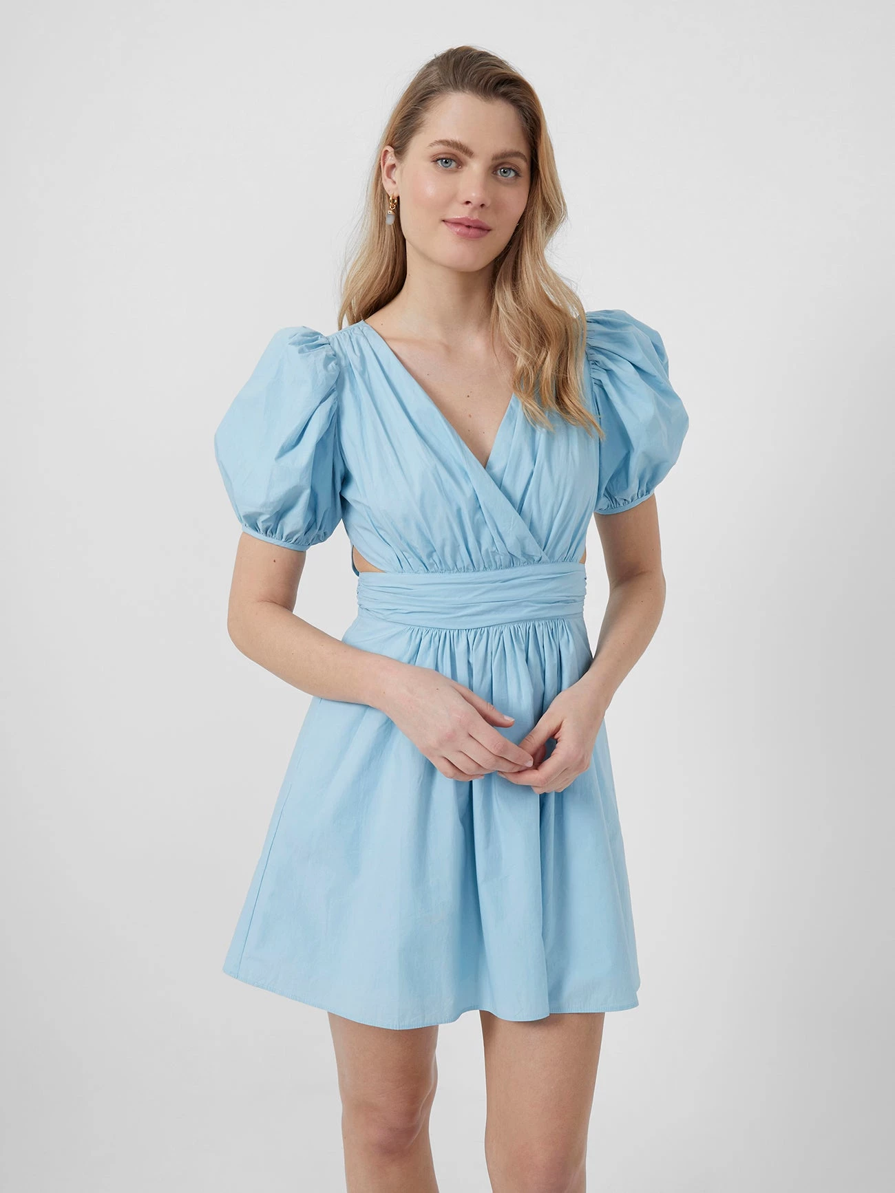 French Connection New In Rhodes Poplin V-Neck Mini Dress 3 French Connection New In Rhodes Poplin V-Neck Mini Dress