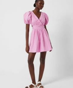 French Connection New In Rhodes Poplin V-Neck Mini Dress