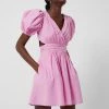French Connection New In Rhodes Poplin V-Neck Mini Dress