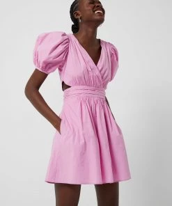 French Connection New In Rhodes Poplin V-Neck Mini Dress