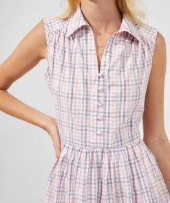French Connection Yaki Organic Check Sleeveless Shirt Dress Dresses