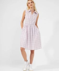 French Connection Yaki Organic Check Sleeveless Shirt Dress Dresses