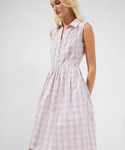 French Connection Yaki Organic Check Sleeveless Shirt Dress Dresses