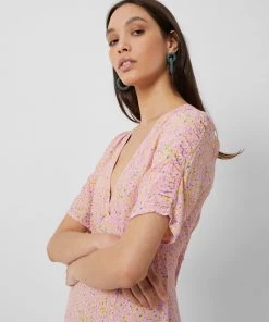 French Connection Stacie Daisy Drape Midi Dress New In